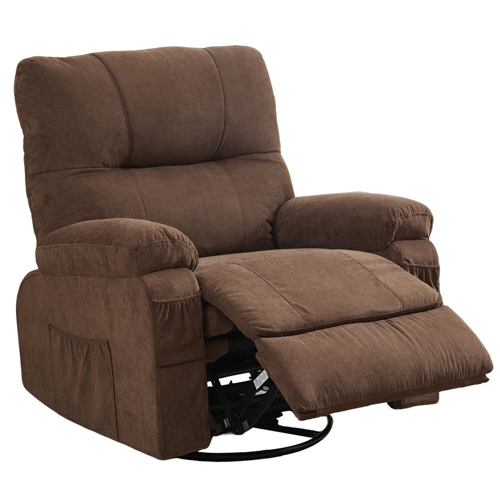 Fauteuil inclinable pivotant à 360° avec dossier réglable, fauteuil à bascule pivotant avec repose-pieds, coussins moelleux et poches latérales