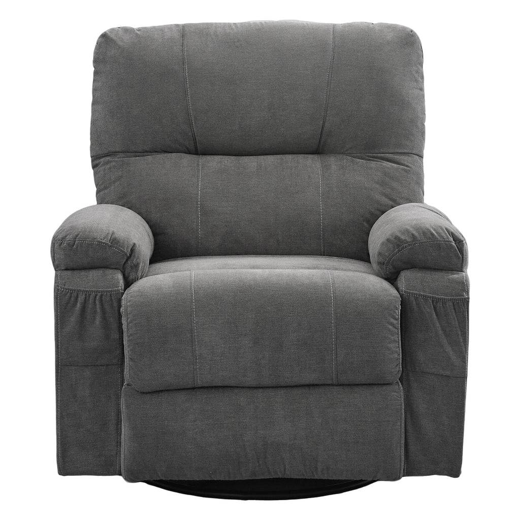 Fauteuil inclinable pivotant à 360° avec dossier réglable, fauteuil à bascule pivotant avec repose-pieds, coussins moelleux et poches latérales