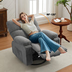 Fauteuil inclinable pivotant à 360° avec dossier réglable, fauteuil à bascule pivotant avec repose-pieds, coussins moelleux et poches latérales