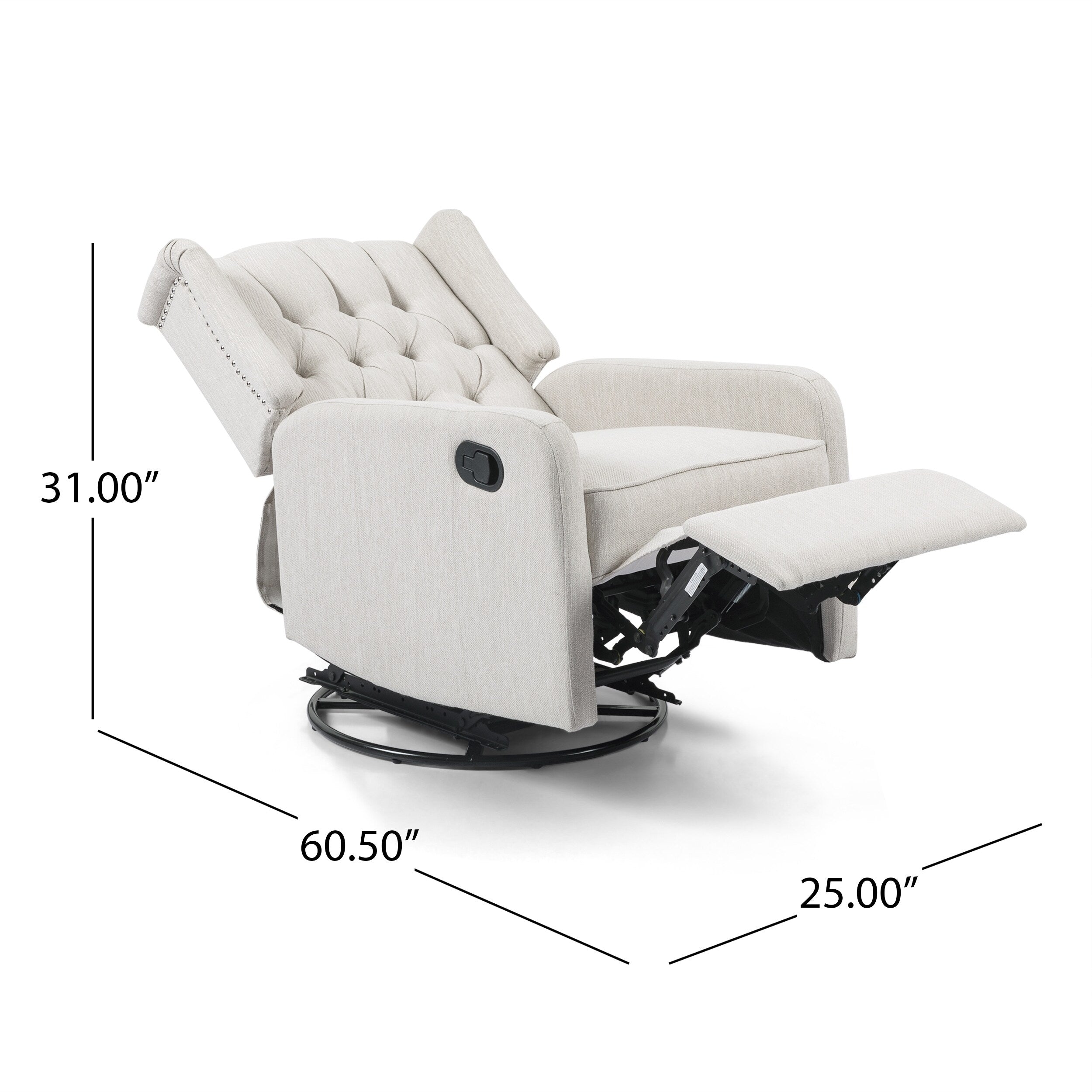 Fauteuil de salon pivotant à 360° de style classique pour salon ou chambre à coucher, inclinable à levier pour la lecture et la détente
