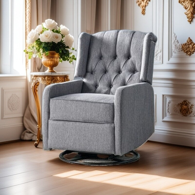 Fauteuil de salon pivotant à 360° de style classique pour salon ou chambre à coucher, inclinable à levier pour la lecture et la détente