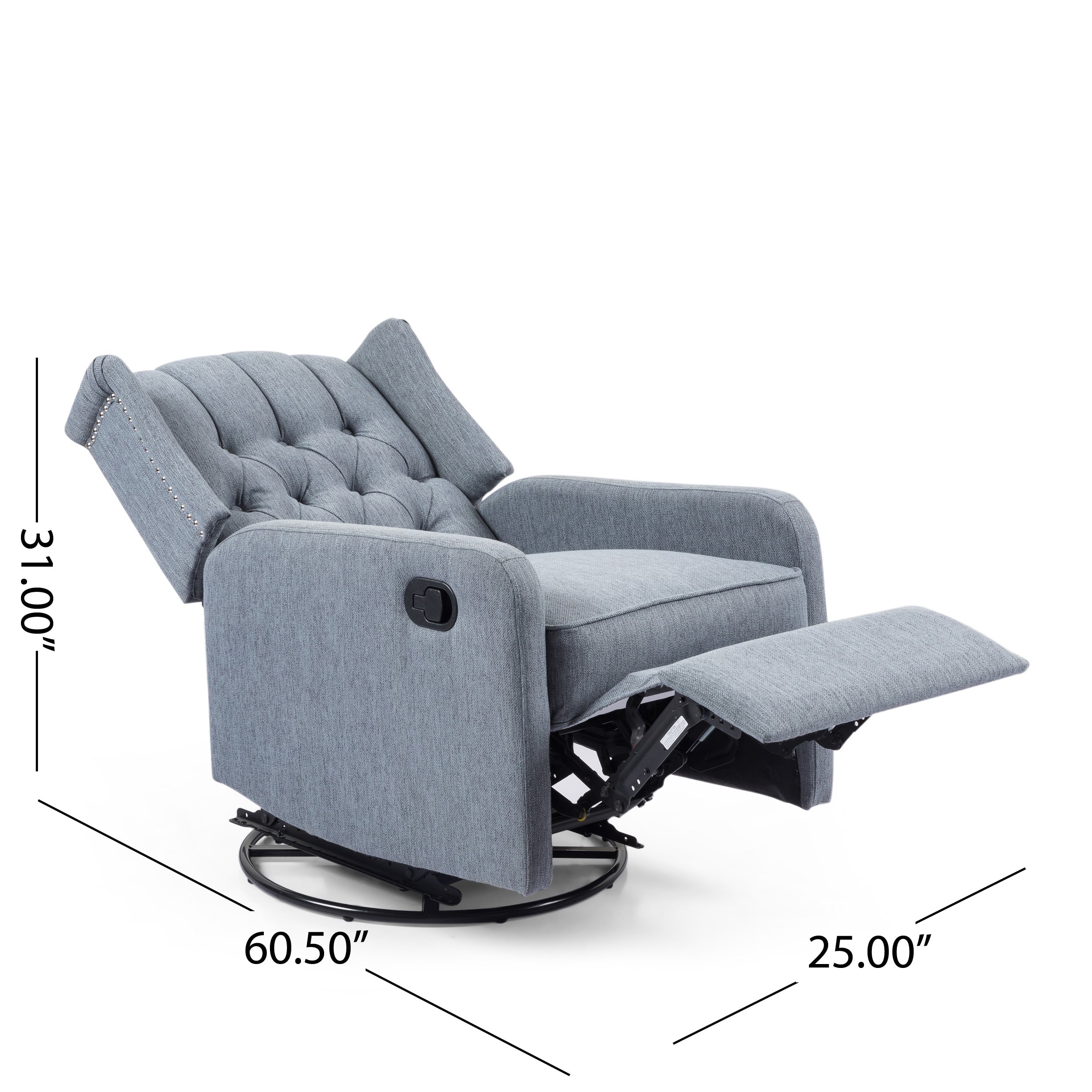 Fauteuil de salon pivotant à 360° de style classique pour salon ou chambre à coucher, inclinable à levier pour la lecture et la détente