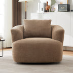 Fauteuil pivotant à 360°, fauteuil d'appoint Boucle 38,2 avec coussin décoratif, fauteuil tonneau rembourré avec accoudoirs incurvés