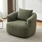 Fauteuil pivotant à 360°, fauteuil d'appoint Boucle 38,2 avec coussin décoratif, fauteuil tonneau rembourré avec accoudoirs incurvés