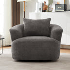 Fauteuil pivotant à 360°, fauteuil d'appoint Boucle 38,2 avec coussin décoratif, fauteuil tonneau rembourré avec accoudoirs incurvés