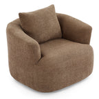 Fauteuil pivotant à 360°, fauteuil d'appoint Boucle 38,2 avec coussin décoratif, fauteuil tonneau rembourré avec accoudoirs incurvés