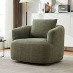 Fauteuil pivotant à 360°, fauteuil d'appoint Boucle 38,2 avec coussin décoratif, fauteuil tonneau rembourré avec accoudoirs incurvés