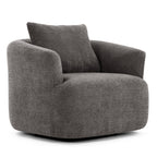 Fauteuil pivotant à 360°, fauteuil d'appoint Boucle 38,2 avec coussin décoratif, fauteuil tonneau rembourré avec accoudoirs incurvés