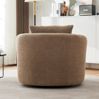 Fauteuil pivotant à 360°, fauteuil d'appoint Boucle 38,2 avec coussin décoratif, fauteuil tonneau rembourré avec accoudoirs incurvés