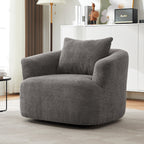 Fauteuil pivotant à 360°, fauteuil d'appoint Boucle 38,2 avec coussin décoratif, fauteuil tonneau rembourré avec accoudoirs incurvés