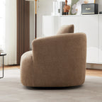 Fauteuil pivotant à 360°, fauteuil d'appoint Boucle 38,2 avec coussin décoratif, fauteuil tonneau rembourré avec accoudoirs incurvés