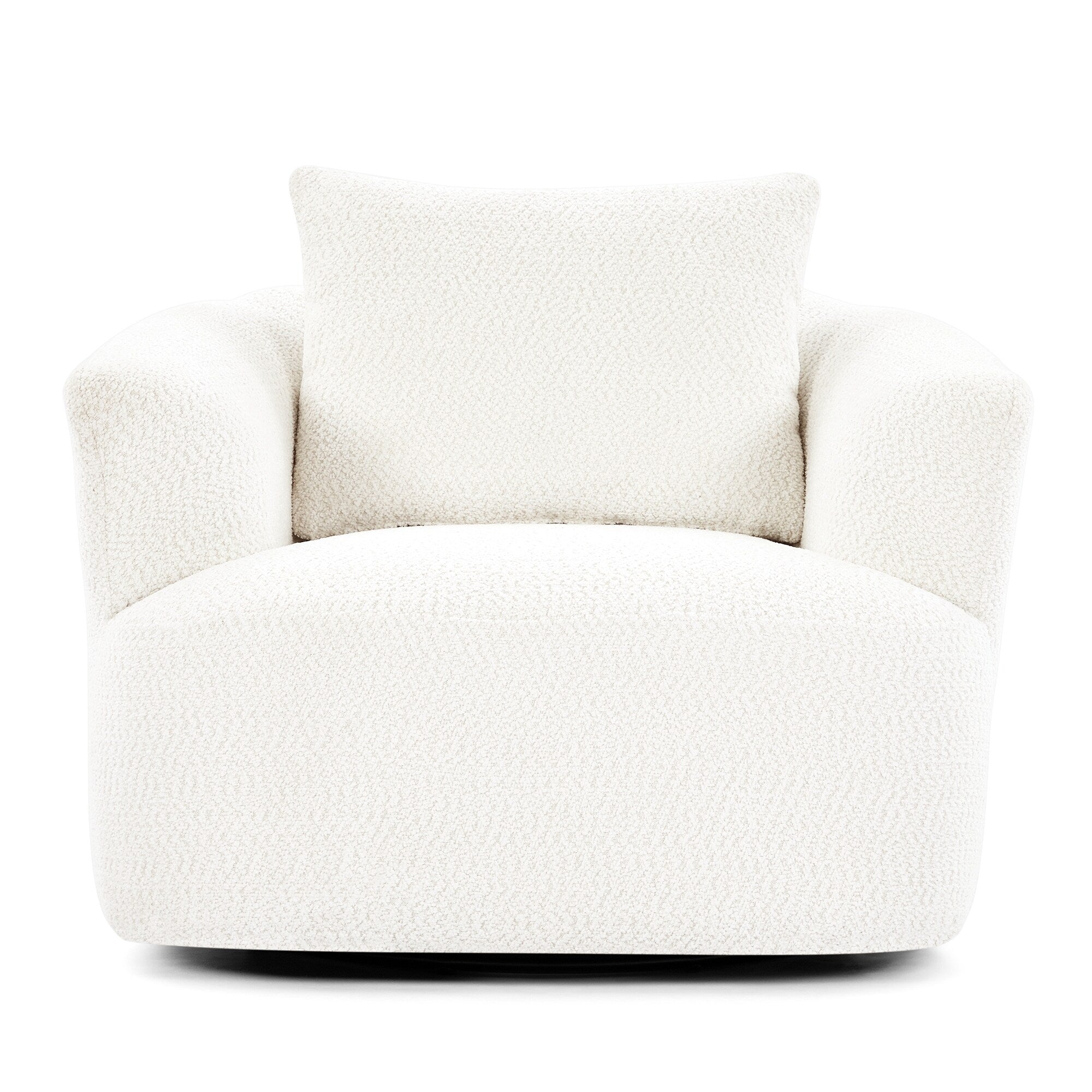 Fauteuil pivotant à 360°, fauteuil d'appoint Boucle 38,2 avec coussin décoratif, fauteuil tonneau rembourré avec accoudoirs incurvés