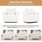 Fauteuil pivotant à 360°, fauteuil d'appoint Boucle 38,2 avec coussin décoratif, fauteuil tonneau rembourré avec accoudoirs incurvés