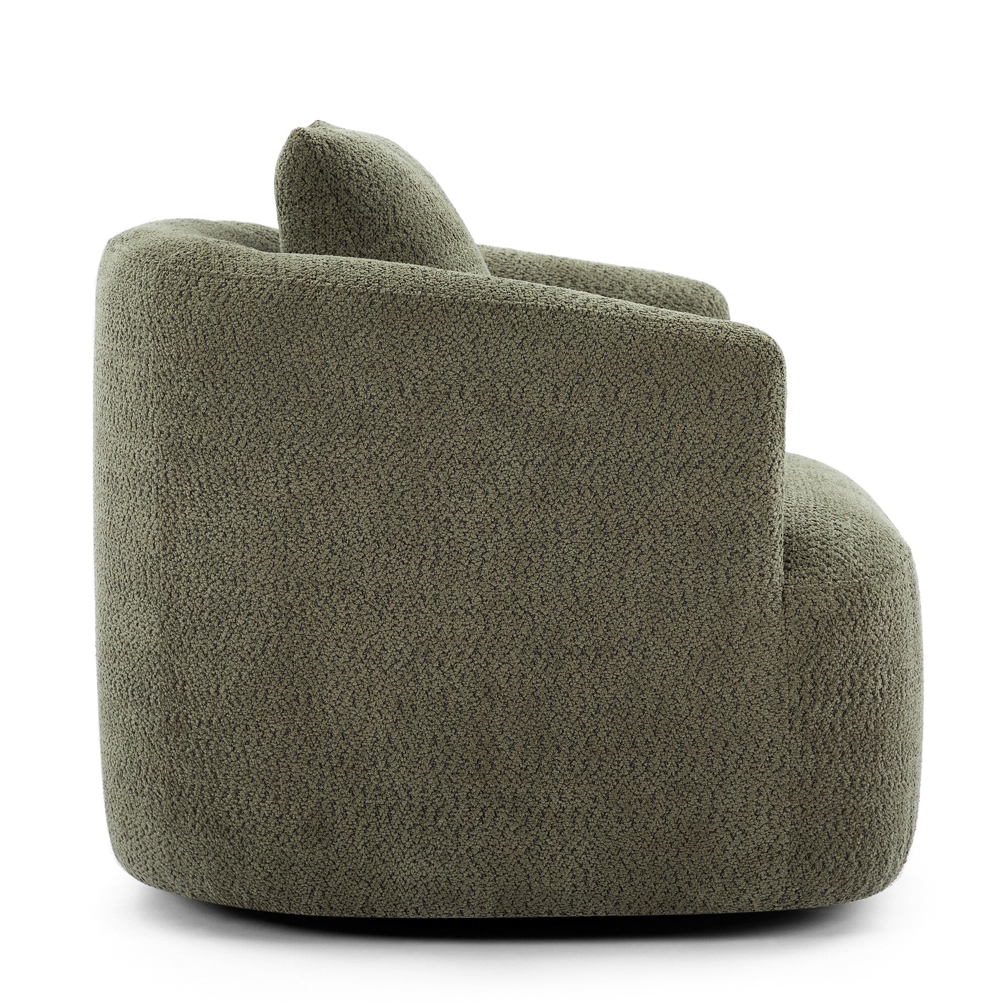 Fauteuil pivotant à 360°, fauteuil d'appoint Boucle 38,2 avec coussin décoratif, fauteuil tonneau rembourré avec accoudoirs incurvés