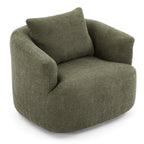 Fauteuil pivotant à 360°, fauteuil d'appoint Boucle 38,2 avec coussin décoratif, fauteuil tonneau rembourré avec accoudoirs incurvés