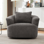 Fauteuil pivotant à 360°, fauteuil d'appoint Boucle 38,2 avec coussin décoratif, fauteuil tonneau rembourré avec accoudoirs incurvés
