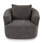 Fauteuil pivotant à 360°, fauteuil d'appoint Boucle 38,2 avec coussin décoratif, fauteuil tonneau rembourré avec accoudoirs incurvés