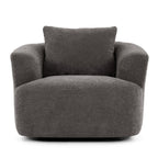 Fauteuil pivotant à 360°, fauteuil d'appoint Boucle 38,2 avec coussin décoratif, fauteuil tonneau rembourré avec accoudoirs incurvés