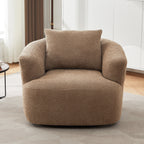 Fauteuil pivotant à 360°, fauteuil d'appoint Boucle 38,2 avec coussin décoratif, fauteuil tonneau rembourré avec accoudoirs incurvés