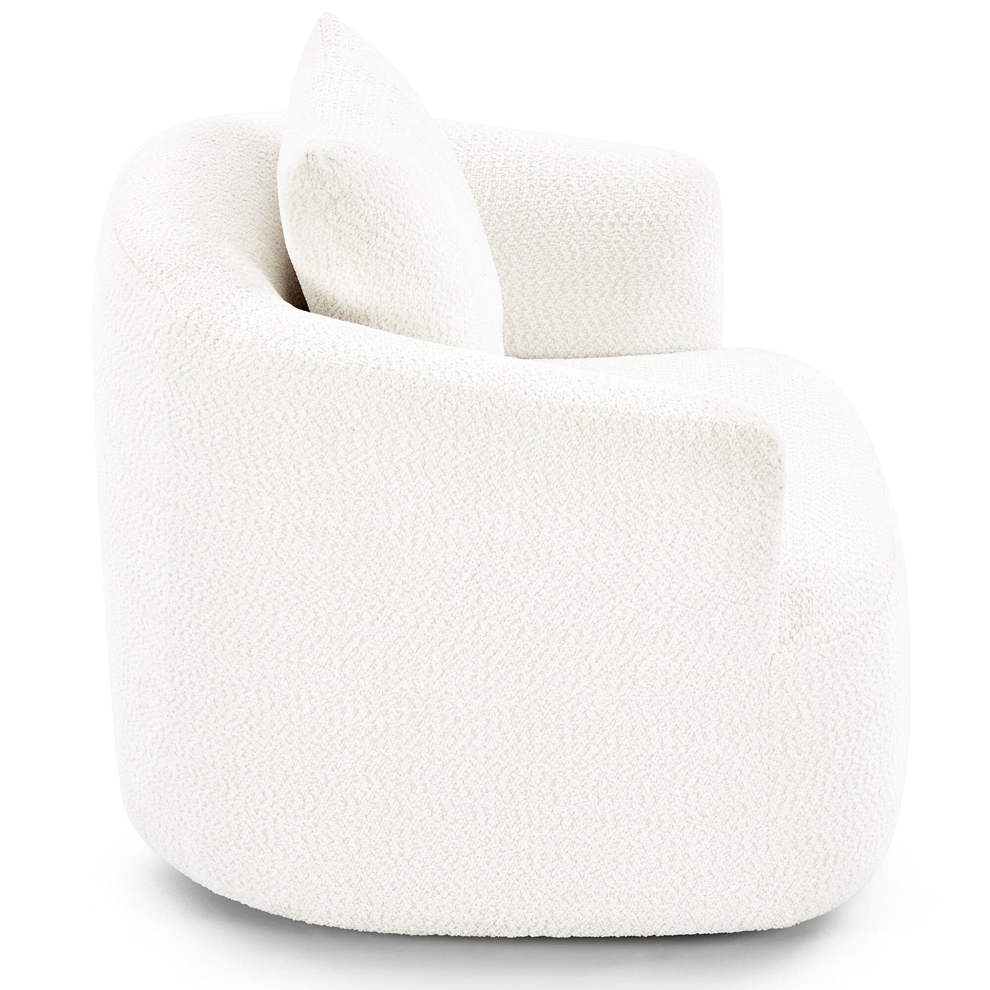 Fauteuil pivotant à 360°, fauteuil d'appoint Boucle 38,2 avec coussin décoratif, fauteuil tonneau rembourré avec accoudoirs incurvés