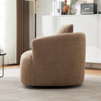 Fauteuil pivotant à 360°, fauteuil d'appoint Boucle 38,2 avec coussin décoratif, fauteuil tonneau rembourré avec accoudoirs incurvés