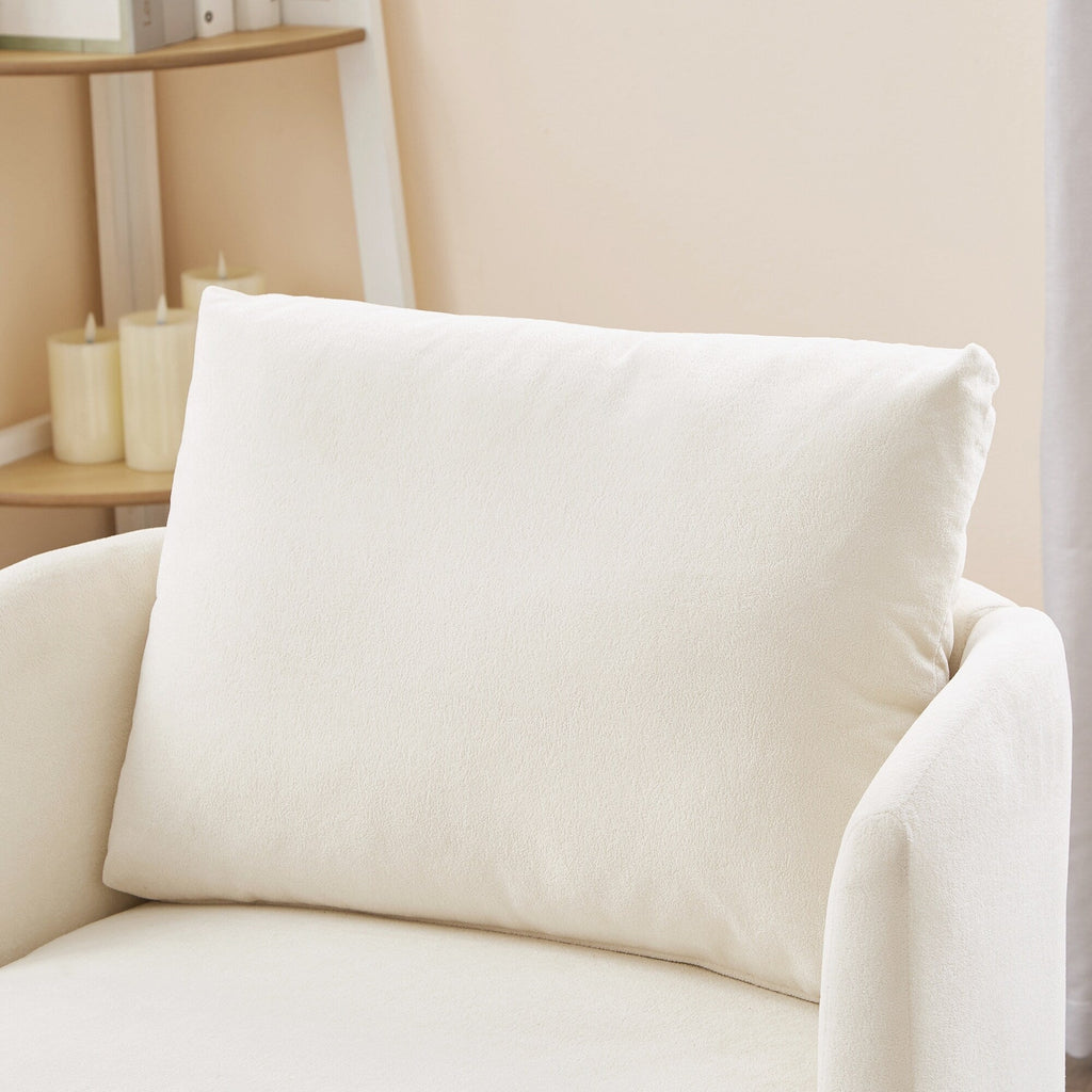 Fauteuil pivotant à 360°, fauteuil tonneau en chenille, fauteuil de salon design incurvé, fauteuil pivotant rembourré pour salon