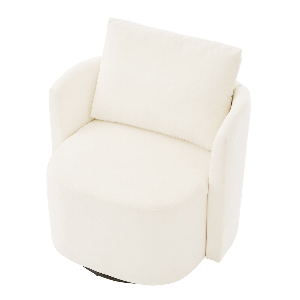 Fauteuil pivotant à 360°, fauteuil tonneau en chenille, fauteuil de salon design incurvé, fauteuil pivotant rembourré pour salon