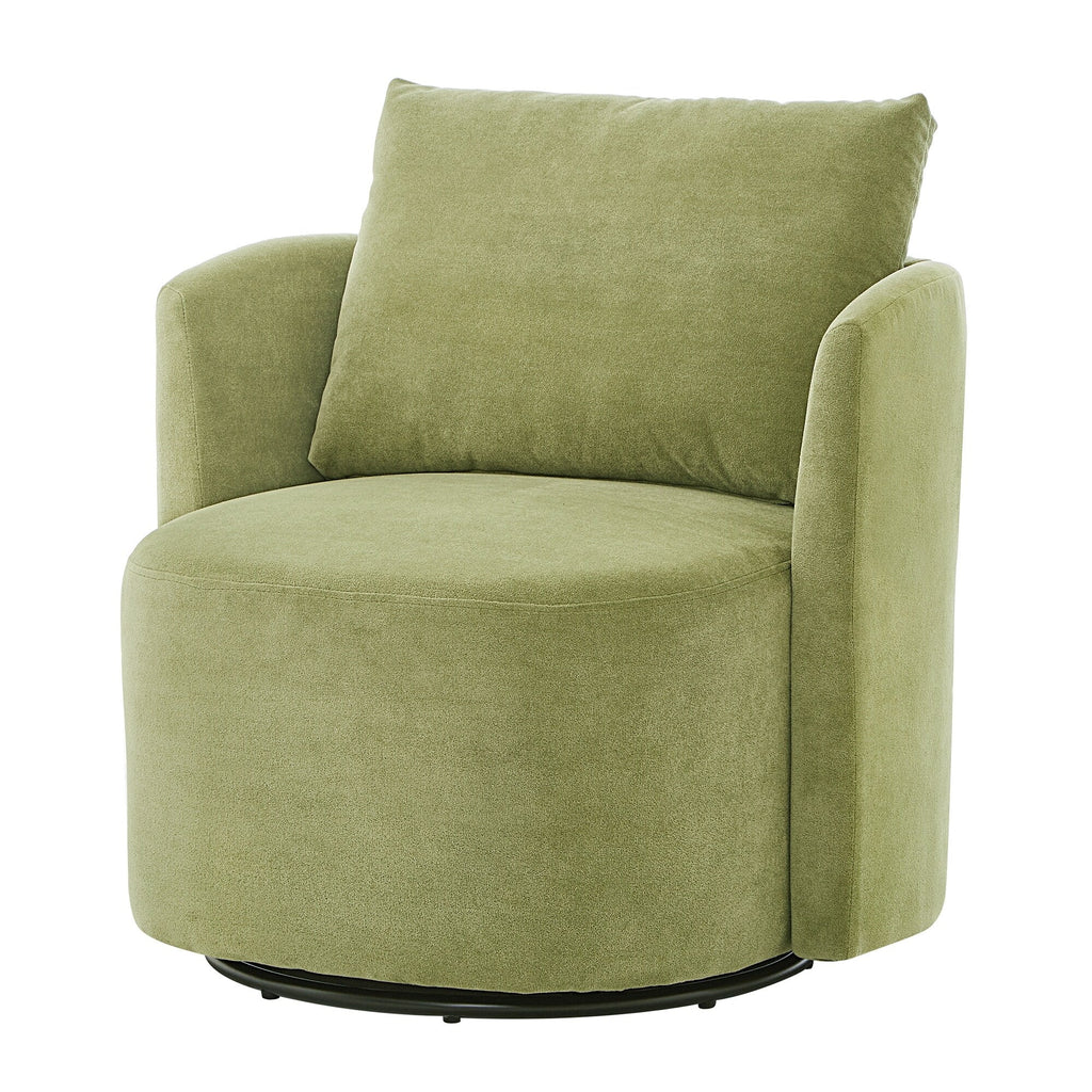 Fauteuil pivotant à 360°, fauteuil tonneau en chenille, fauteuil de salon design incurvé, fauteuil pivotant rembourré pour salon