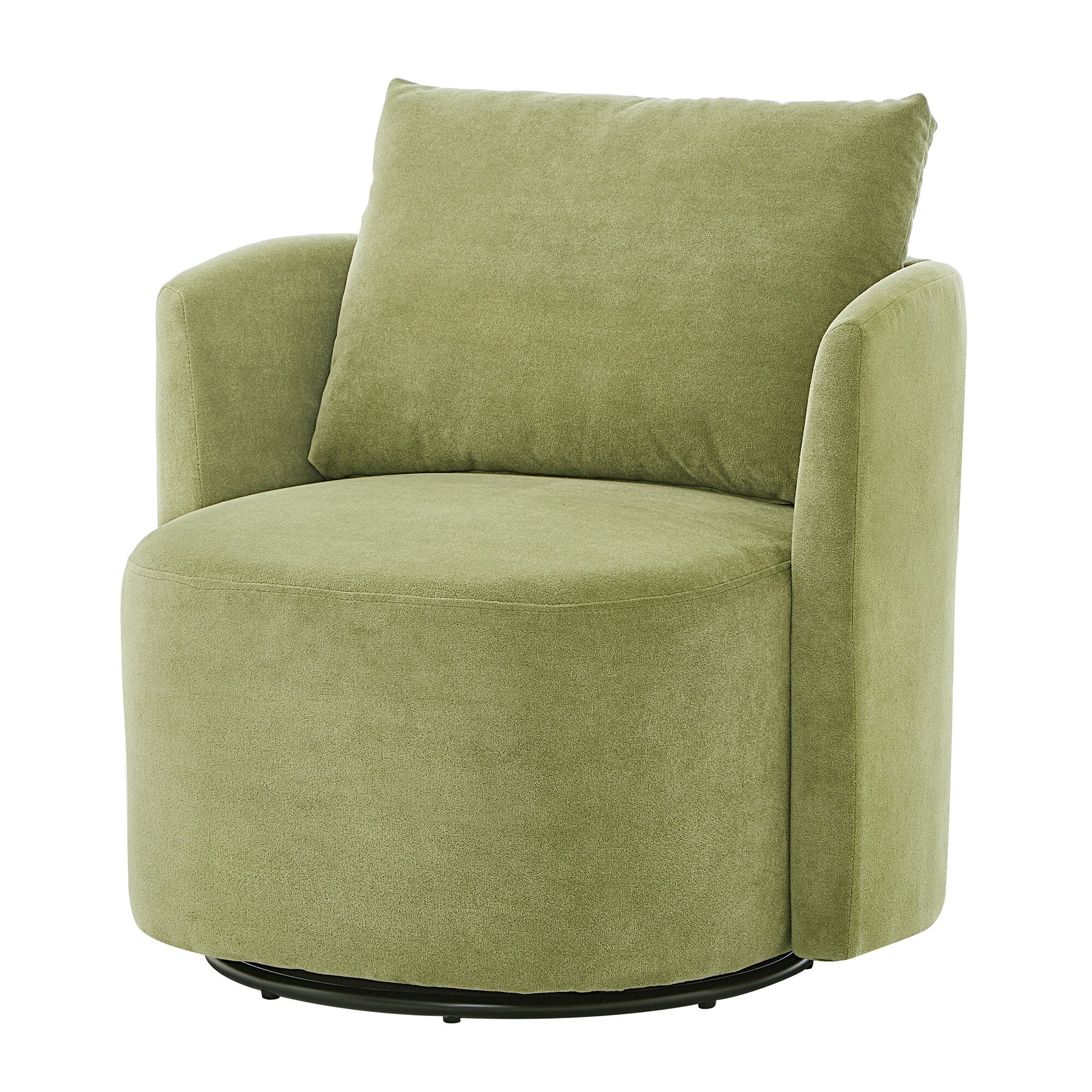 Fauteuil pivotant à 360°, fauteuil tonneau en chenille, fauteuil de salon design incurvé, fauteuil pivotant rembourré pour salon