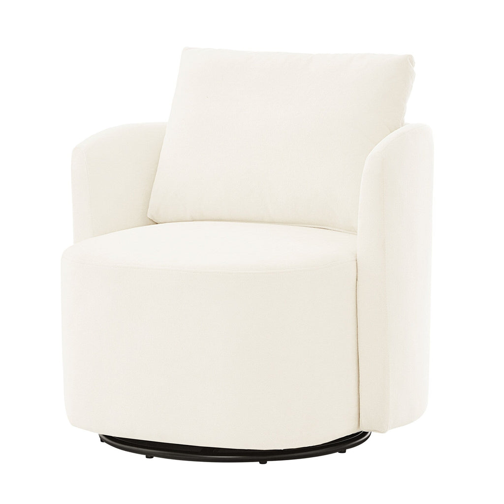 Fauteuil pivotant à 360°, fauteuil tonneau en chenille, fauteuil de salon design incurvé, fauteuil pivotant rembourré pour salon