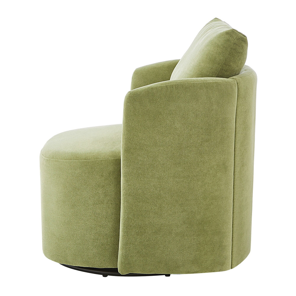 Fauteuil pivotant à 360°, fauteuil tonneau en chenille, fauteuil de salon design incurvé, fauteuil pivotant rembourré pour salon
