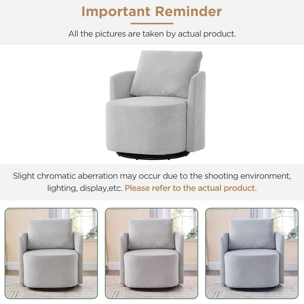 Fauteuil pivotant à 360°, fauteuil tonneau en chenille, fauteuil de salon design incurvé, fauteuil pivotant rembourré pour salon