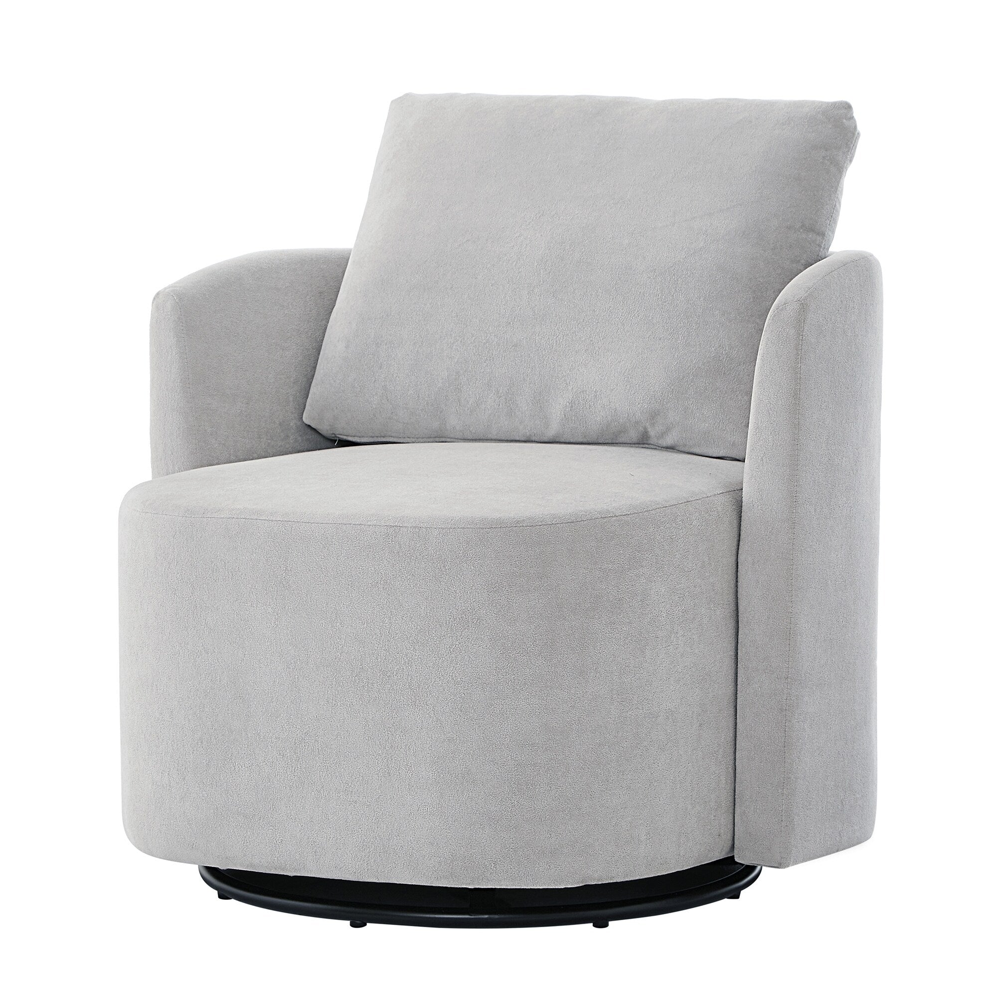 Fauteuil pivotant à 360°, fauteuil tonneau en chenille, fauteuil de salon design incurvé, fauteuil pivotant rembourré pour salon