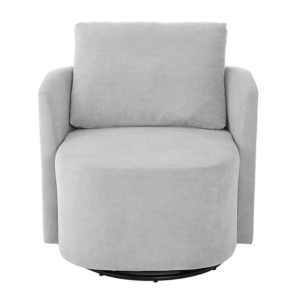 Fauteuil pivotant à 360°, fauteuil tonneau en chenille, fauteuil de salon design incurvé, fauteuil pivotant rembourré pour salon