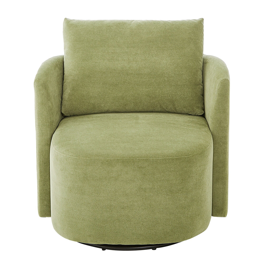 Fauteuil pivotant à 360°, fauteuil tonneau en chenille, fauteuil de salon design incurvé, fauteuil pivotant rembourré pour salon