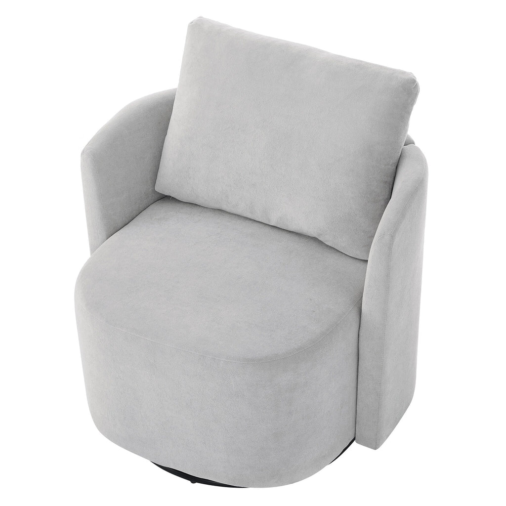 Fauteuil pivotant à 360°, fauteuil tonneau en chenille, fauteuil de salon design incurvé, fauteuil pivotant rembourré pour salon