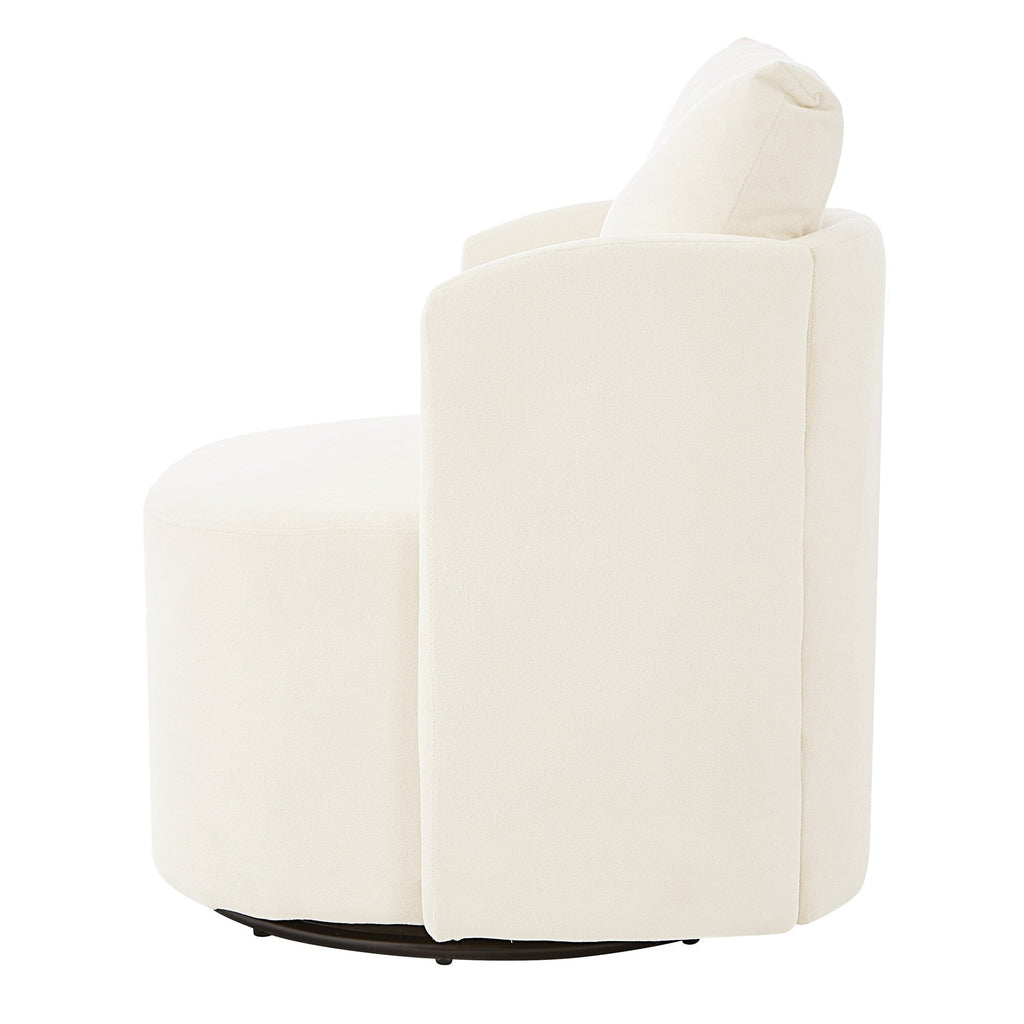 Fauteuil pivotant à 360°, fauteuil tonneau en chenille, fauteuil de salon design incurvé, fauteuil pivotant rembourré pour salon