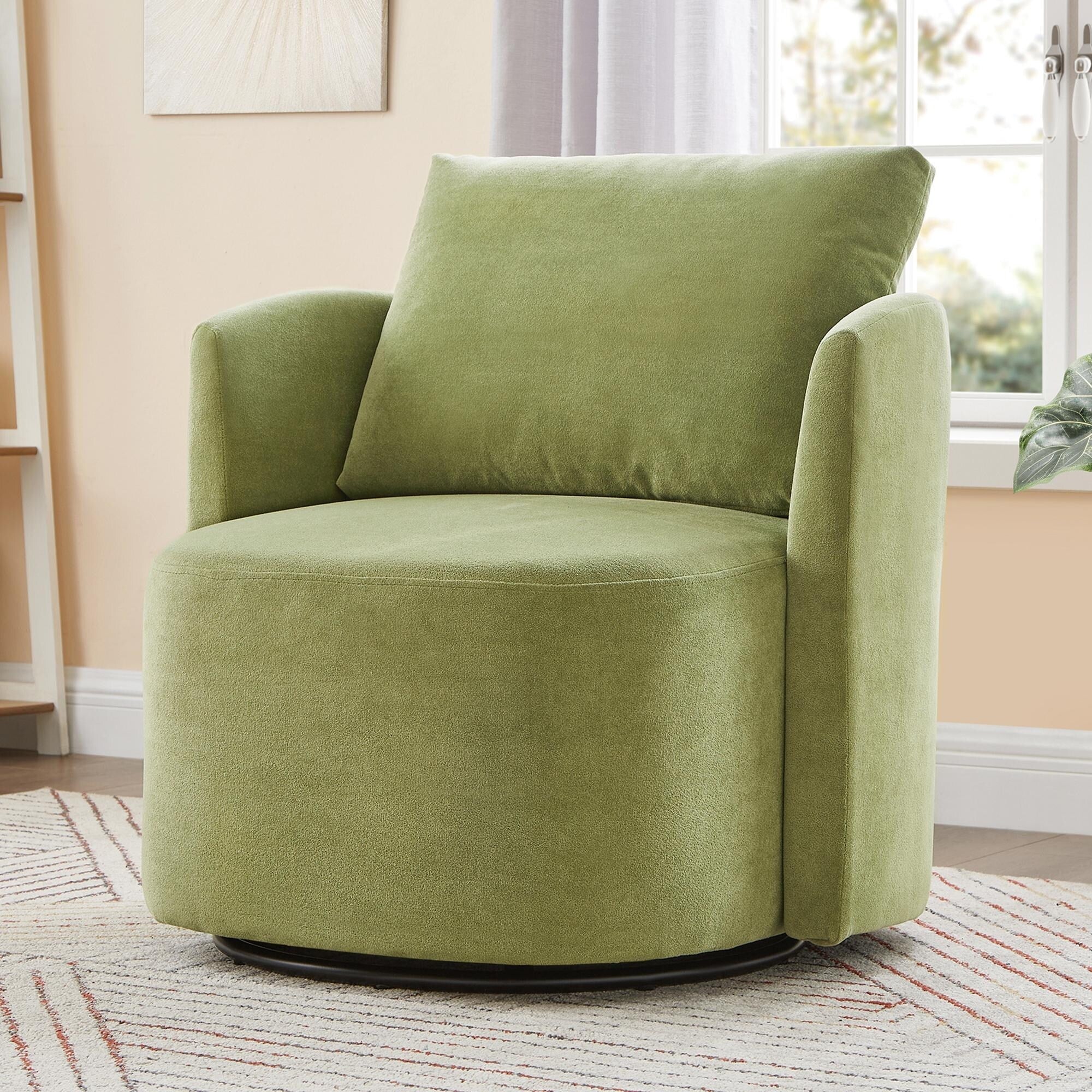 Fauteuil pivotant à 360°, fauteuil tonneau en chenille, fauteuil de salon design incurvé, fauteuil pivotant rembourré pour salon