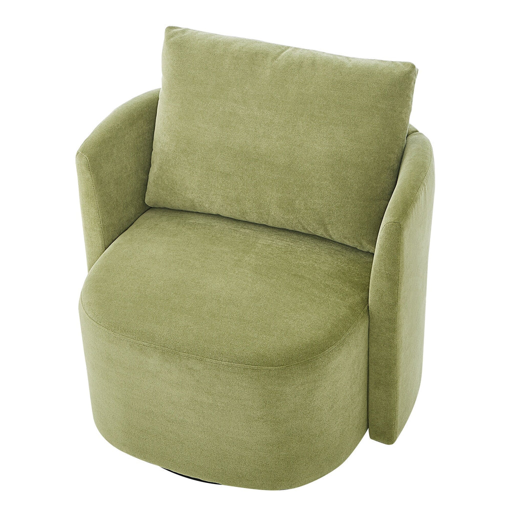 Fauteuil pivotant à 360°, fauteuil tonneau en chenille, fauteuil de salon design incurvé, fauteuil pivotant rembourré pour salon