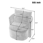 Fauteuil pivotant à 360°, fauteuil tonneau en chenille, fauteuil de salon design incurvé, fauteuil pivotant rembourré pour salon