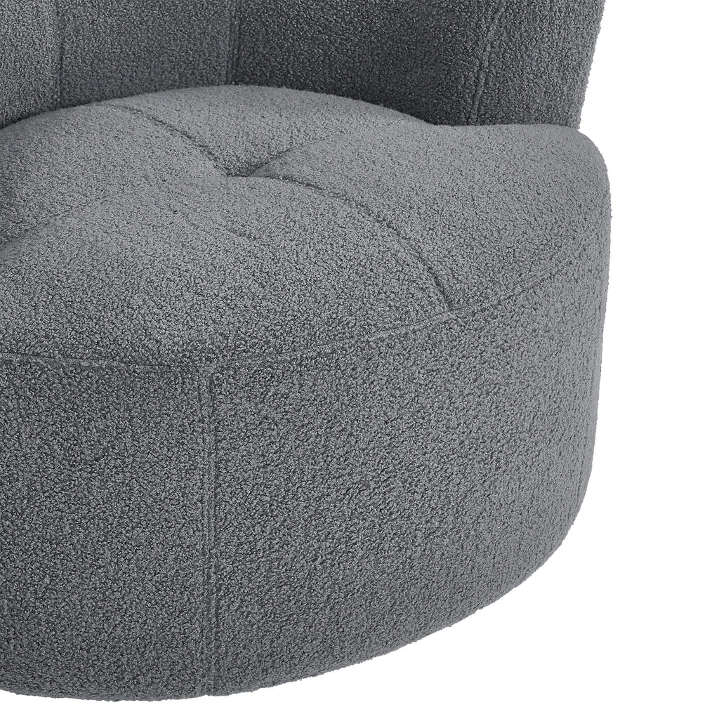 Fauteuil pivotant à 360°, fauteuil tonneau rembourré avec appui-tête réglable, fauteuil rond pivotant moderne pour salon