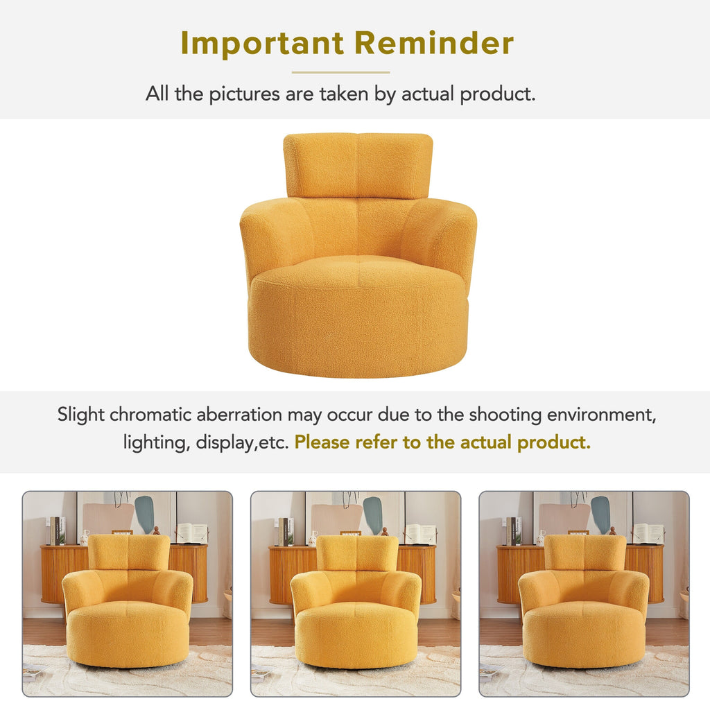 Fauteuil pivotant à 360°, fauteuil tonneau rembourré avec appui-tête réglable, fauteuil rond pivotant moderne pour salon