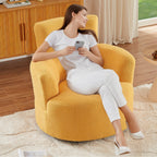 Fauteuil pivotant à 360°, fauteuil tonneau rembourré avec appui-tête réglable, fauteuil rond pivotant moderne pour salon