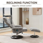 Fauteuil inclinable ergonomique pivotant à 360° avec repose-pieds, dossier réglable, massage par 5 vibrations, siège chauffant, tissu chenille