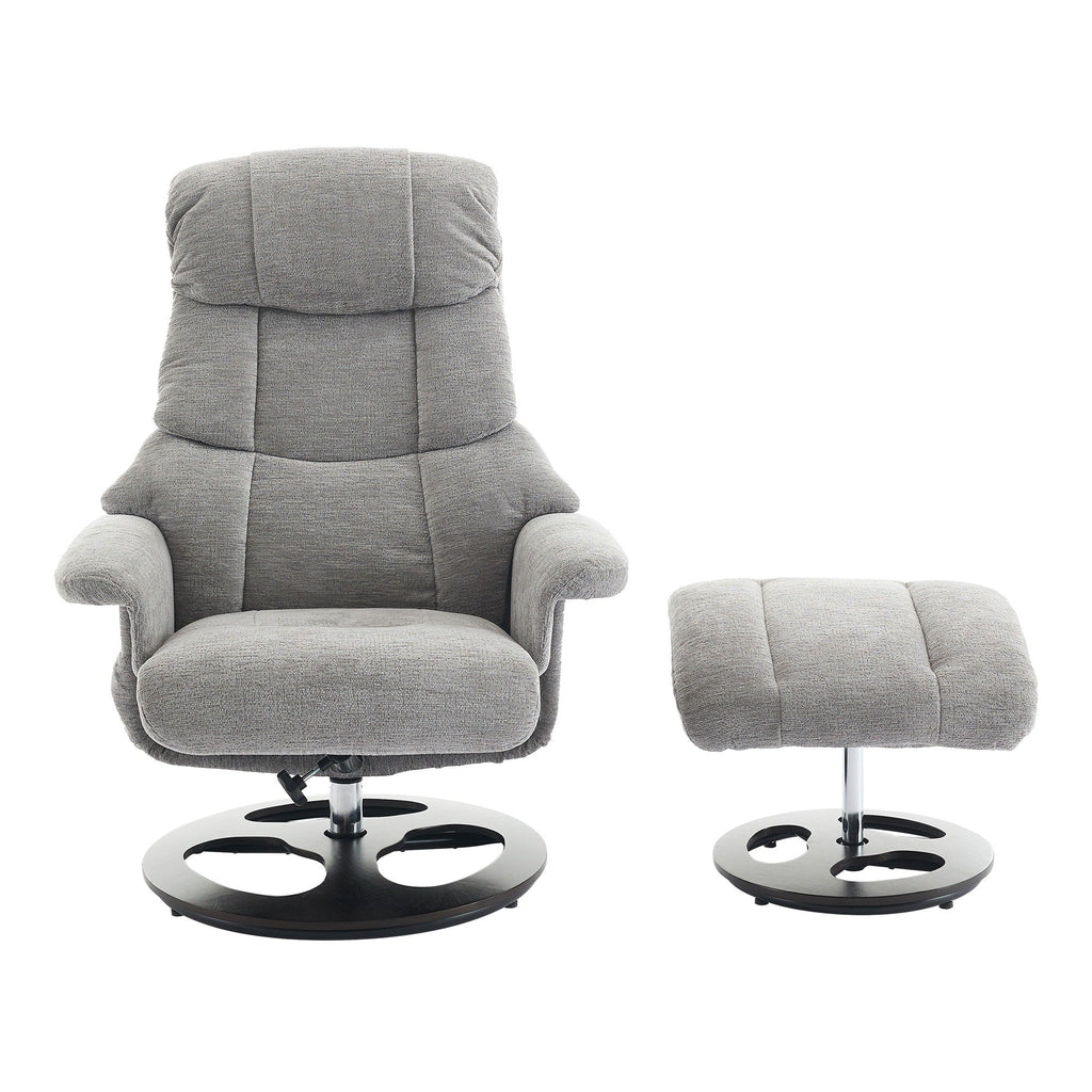 Fauteuil inclinable ergonomique pivotant à 360° avec repose-pieds, dossier réglable, massage par 5 vibrations, siège chauffant, tissu chenille