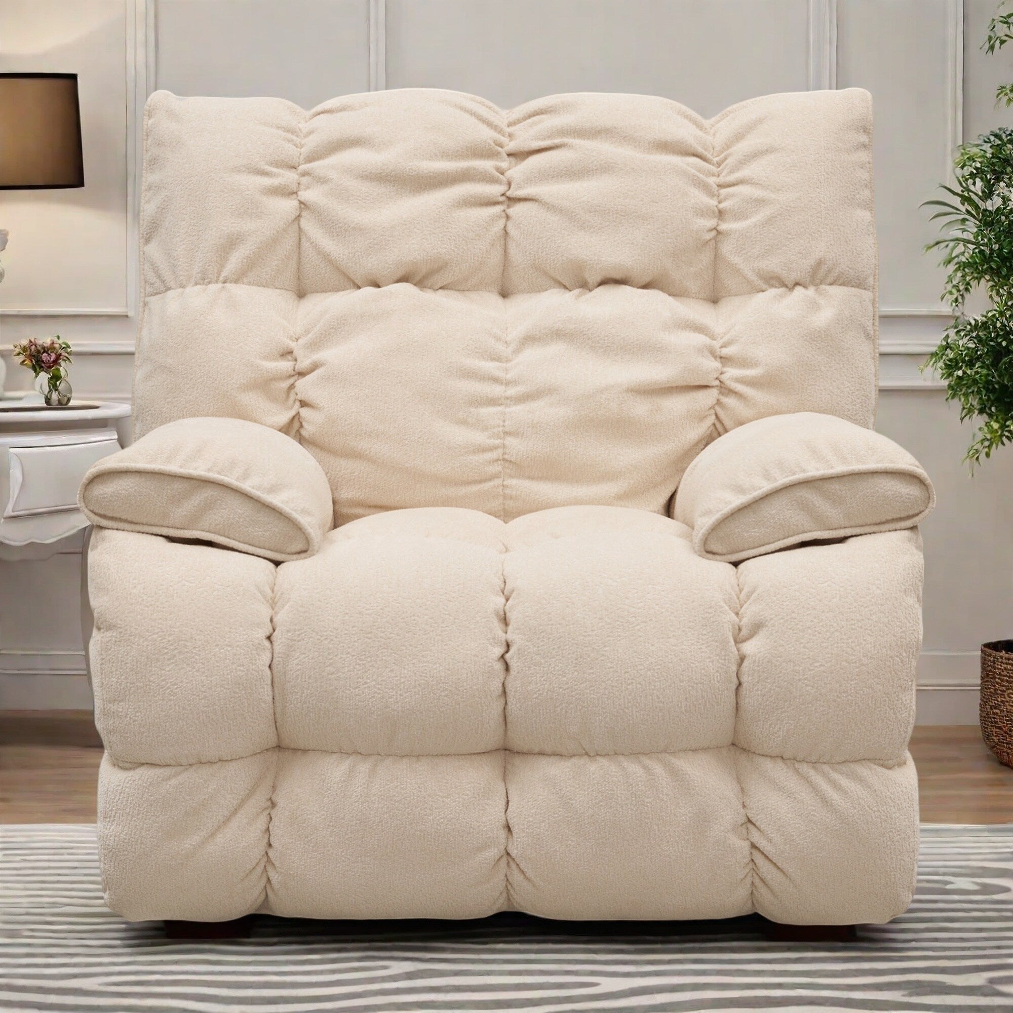 Fauteuil inclinable pivotant à 360° avec loquet manuel et dossier haut