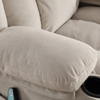 Fauteuil inclinable de massage chauffant pivotant à 360° avec chargement USB, porte-gobelets, rangement latéral et revêtement en polaire moelleux
