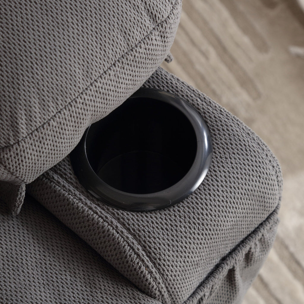 Fauteuil inclinable de massage chauffant pivotant à 360° avec chargement USB, porte-gobelets, rangement latéral et revêtement en polaire moelleux