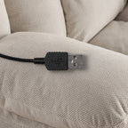 Fauteuil inclinable de massage chauffant pivotant à 360° avec chargement USB, porte-gobelets, rangement latéral et revêtement en polaire moelleux