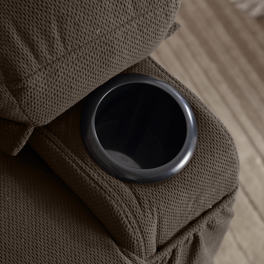 Fauteuil inclinable de massage chauffant pivotant à 360° avec chargement USB, porte-gobelets, rangement latéral et revêtement en polaire moelleux